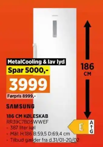 Power Samsung køleskab rr39c7bd5wwef tilbud