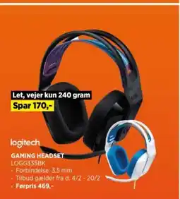 Power Logitech gaming headset logg335bk tilbud