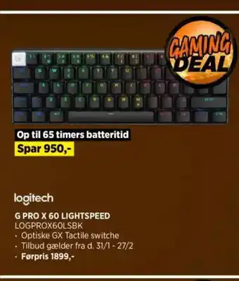 Power Logitech g pro x 60 lightspeed tilbud