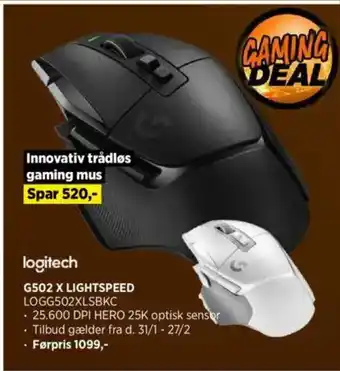 Power Logitech g502 x lightspeed logg502xlsbkc tilbud