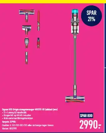 Elgiganten Dyson V12 Origin stangstøvsuger 492711-01 (nikkal/jern) tilbud