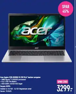 Elgiganten Acer Aspire 3 R5-5500U/8/51215,6" bærbar computer tilbud