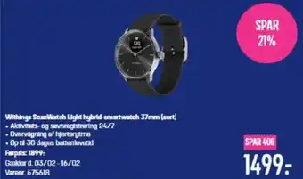 Elgiganten Withings ScanWatch Light hybrid-smartwatch 37mm (sort) tilbud