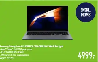 Elgiganten Samsung Galaxy Book 13-1315U/8/266/IPS 15,6" Win 11 Pro (grå) tilbud