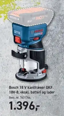 Johannes Fog Bosch 18 V kantfræser GKF 18V-8, ekskl. batteri og lader tilbud