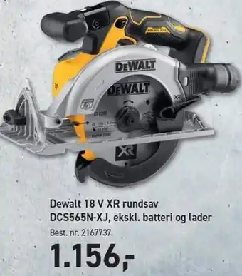 Johannes Fog Dewalt 18 V XR rundsav DCS565N-XJ, ekskl. batteri og lader tilbud