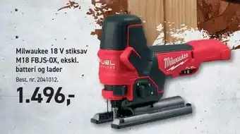 Johannes Fog Milwaukee 18 V stiksav M18 FBJS-OX, ekskl. batteri og lader tilbud