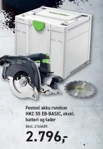 Johannes Fog Festool akku rundsav HKC 55 EB-BASIC, ekskl. batteri og lader tilbud