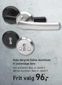 Johannes Fog Habo dørgreb Dallas aluminium til indvendige døre tilbud