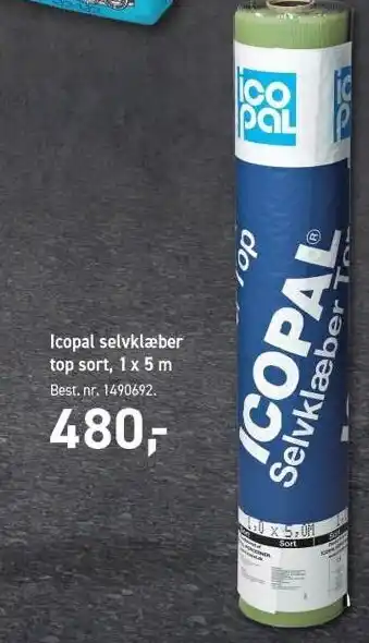 Johannes Fog Icopal selvklæber top sort 1 x 5 m tilbud