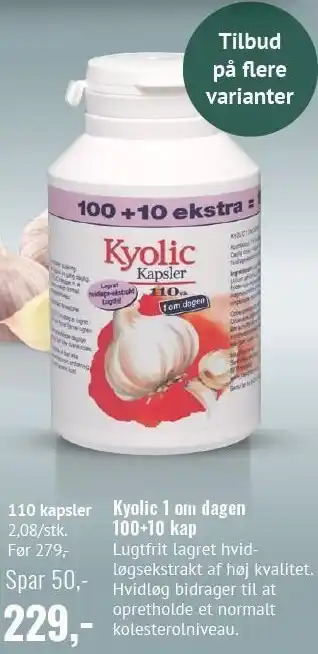 Helsam Kyolic 1 om dagen 100+10 kap tilbud