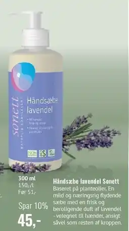 Helsam Håndsæbe lavendel Sonett tilbud