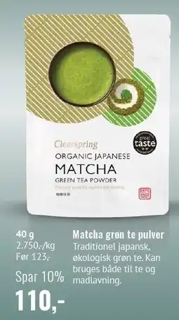 Helsam Matcha grøn te pulver tilbud