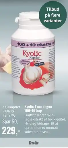 Din Lokale Helsekost Kyolic 1 om dagen 100+10 kap tilbud