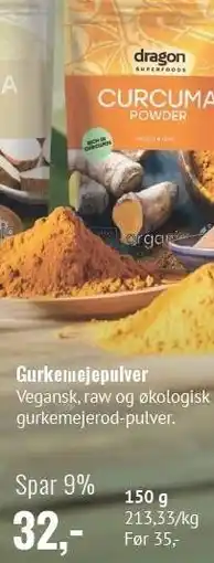 Din Lokale Helsekost Gurkemejepulver 150 g tilbud