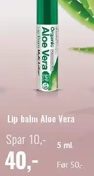 Din Lokale Helsekost Lip balm Aloe Vera 5 ml tilbud