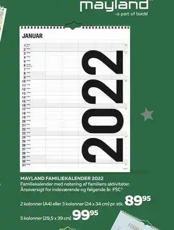 Bog & idé Mayland familiekalender 2022 tilbud