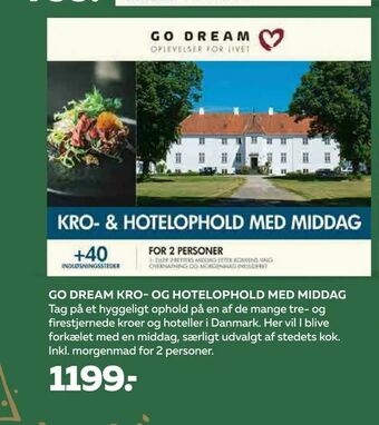 Go dream kro- og hotelophold med middag