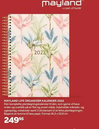 Bog & idé Mayland life organizer kalender 2022 tilbud