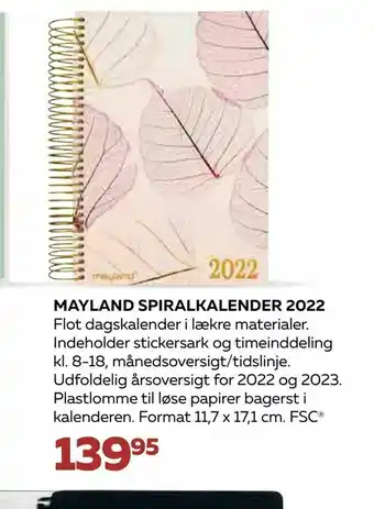 Bog & idé Mayland spiralkalender 2022 tilbud
