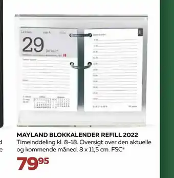 Bog & idé Mayland blokkalender refill 2022 tilbud