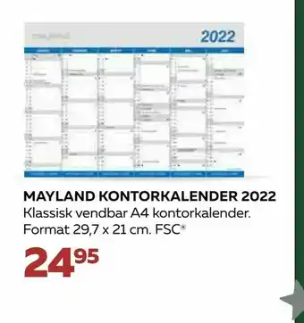 Bog & idé Mayland kontorkalender 2022 tilbud