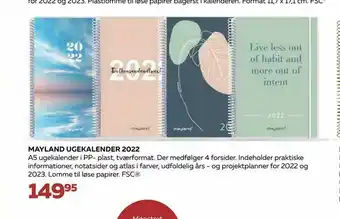 Bog & idé Mayland ugekalender 2022 tilbud