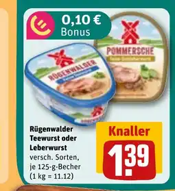 REWE Rügenwalder Teewurst oder Leberwurst tilbud