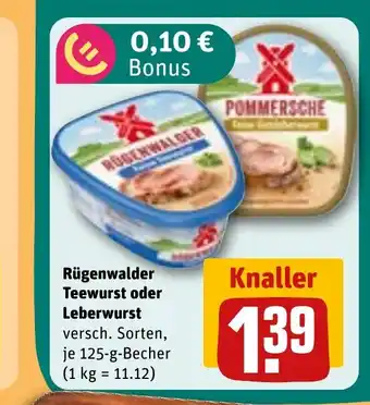 REWE Rügenwalder Teewurst oder Leberwurst tilbud