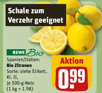 REWE Spanien/Italien: Bio Zitronen Sorte: siehe Etikett, Kl. II, tilbud