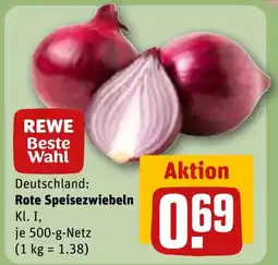 REWE Deutschland: Rote Speisezwiebeln Kl. I, tilbud