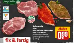 REWE Nackensteaks natur oder mariniert >>Kentucky<< oder >>Alio Verde< tilbud