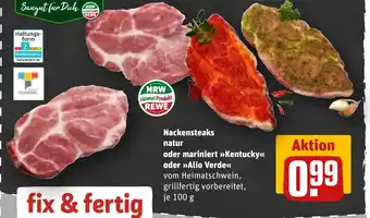 REWE Nackensteaks natur oder mariniert >>Kentucky<< oder >>Alio Verde< tilbud