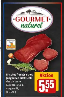 REWE Frisches französisches Jungbullen Filetsteak das zarteste Kurzbratstück, vorgereift, je tilbud