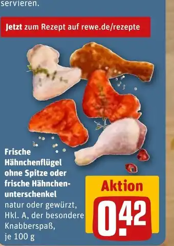 REWE frische Hähnchen- Hähnchenflügel ohne Spitze oder unterschenkel tilbud