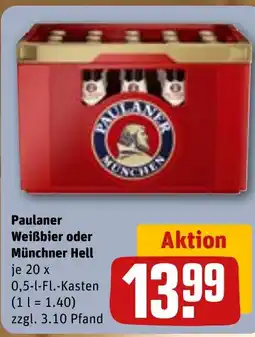 REWE Paulaner Weißbier oder Münchner Hell je 20 x tilbud