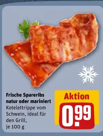 REWE Frische Spareribs natur oder mariniert Kotelettrippe vom Schwein, ideal für den Grill, je tilbud