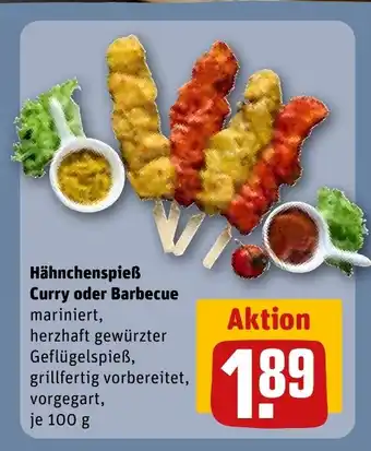 REWE Hähnchenspieẞ Curry oder Barbecue tilbud