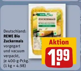 REWE Deutschland: REWE Bio Zuckermais vorgegart tilbud