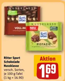 REWE Ritter Sport Schokolade Nussklasse versch. Sorten, tilbud