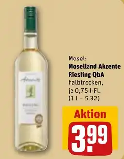 REWE Mosel: Moselland Akzente Riesling QbA tilbud