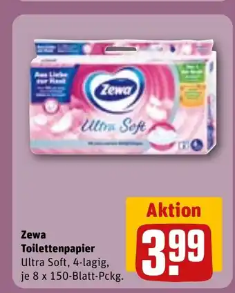 REWE Zewa Toilettenpapier Ultra Soft, 4-lagig, tilbud