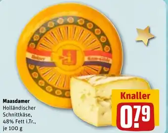 REWE Maasdamer Holländischer Schnittkäse, 48% Fett i.Tr., tilbud