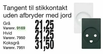 Harald Nyborg Tangent til stikkontakt uden afbryder med jord tilbud