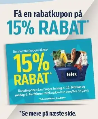 Føtex Få en rabatkupon på 15% RABAT tilbud