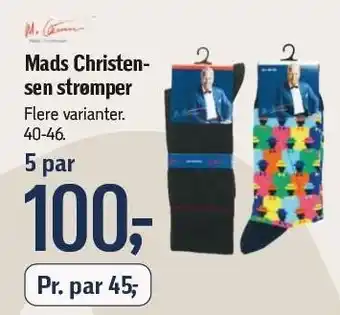 Føtex Mads Christensen strømper 5 par tilbud