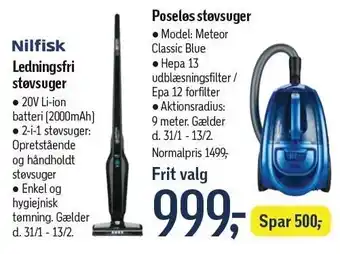 Føtex Nilfisk ledningsfri eller poseløs støvsuger tilbud