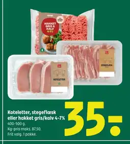 Coop 365 Koteletter, stegeflæsk eller hakket gris/kalv 4-7% tilbud