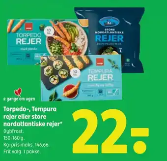 Coop 365 Torpedo-, Tempura rejer eller store nordatlantiske rejer tilbud