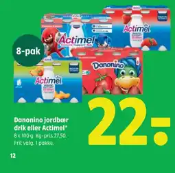 Coop 365 Danonino jordbær drik eller Actimel tilbud